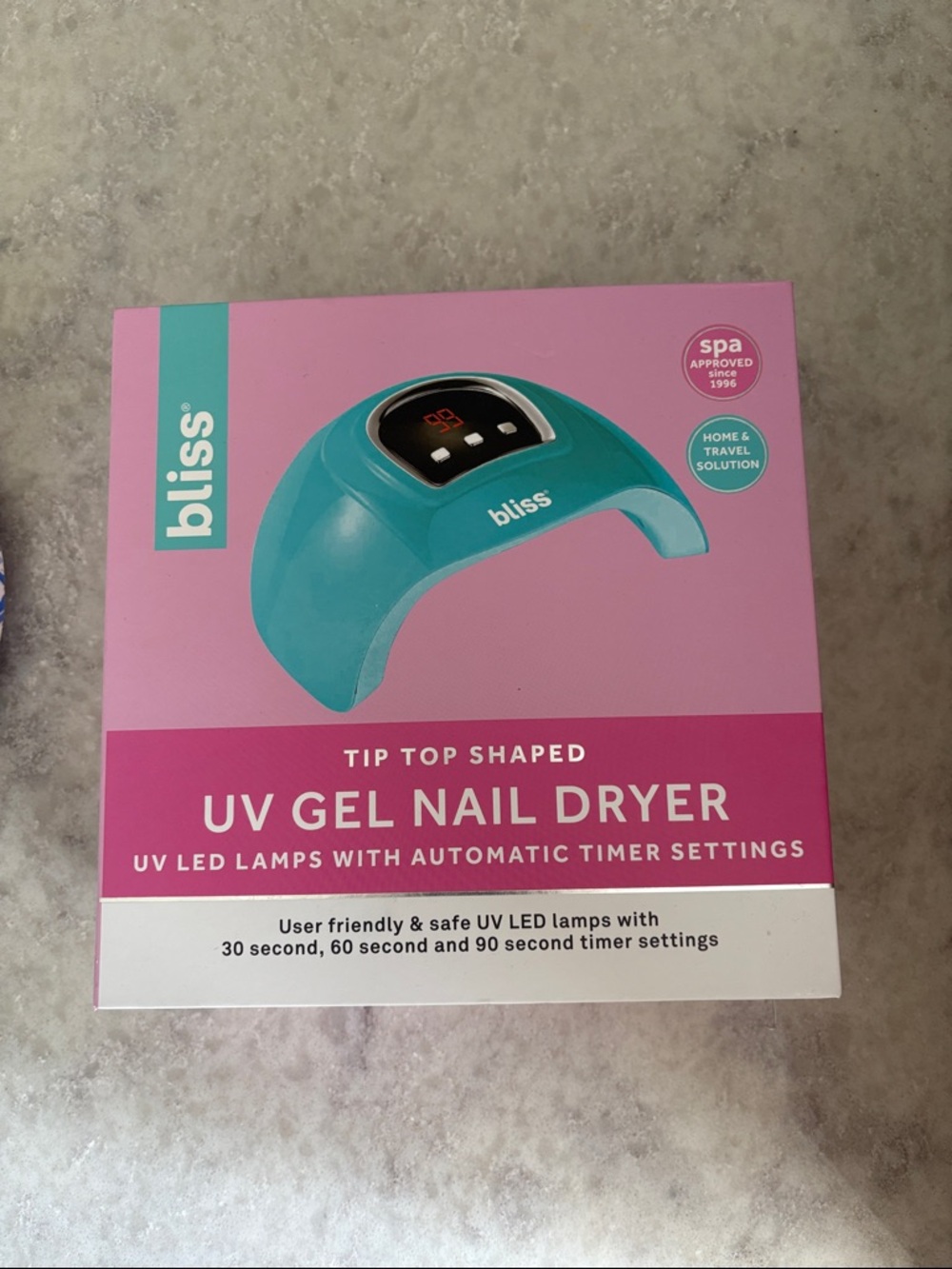 Bliss Teal UV Gel Nail Dryer with Pink Box Accents